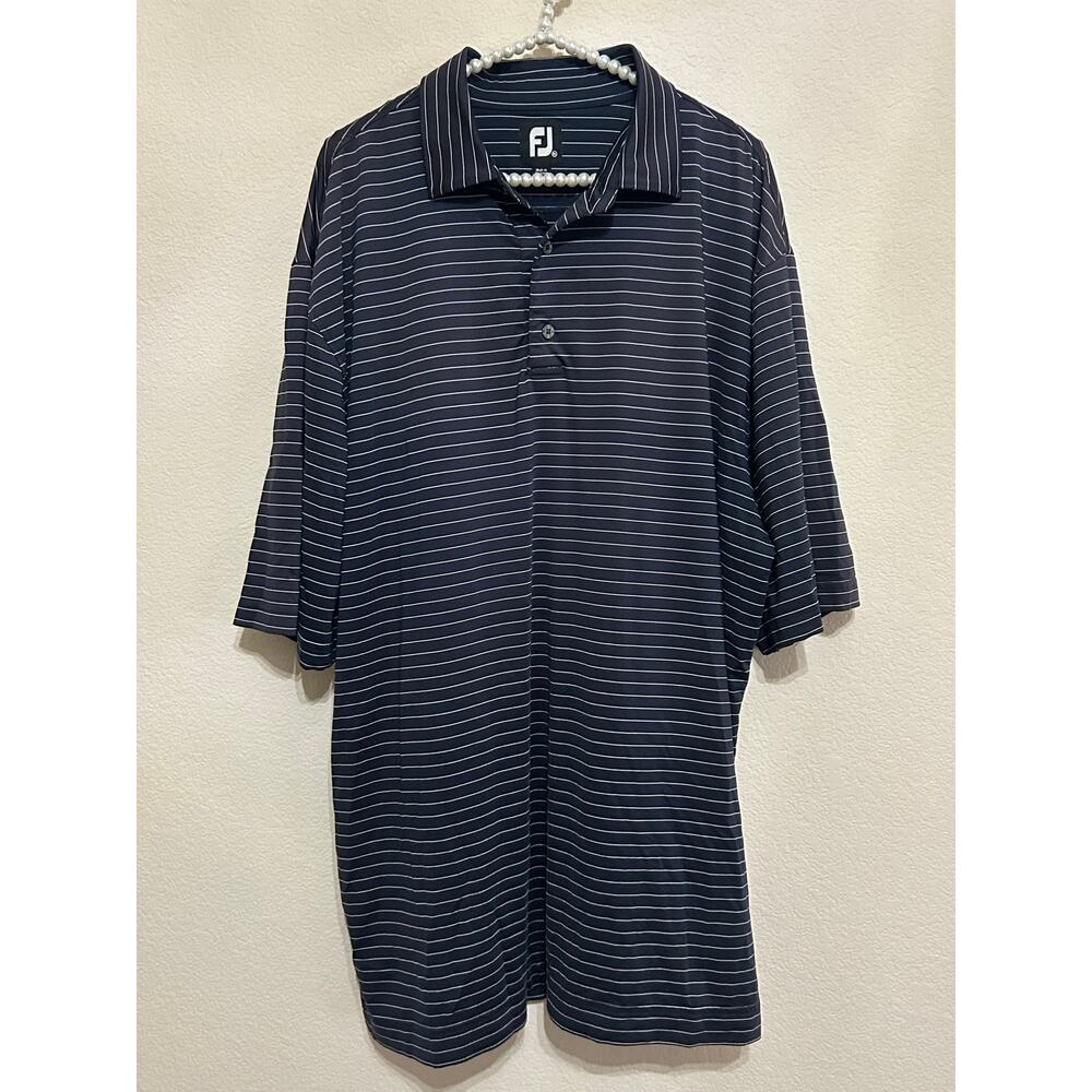 FootJoy Mens Size XXL Golf Dri-Fit Polo Gray Striped Short Sleeve Shirt Outdoors